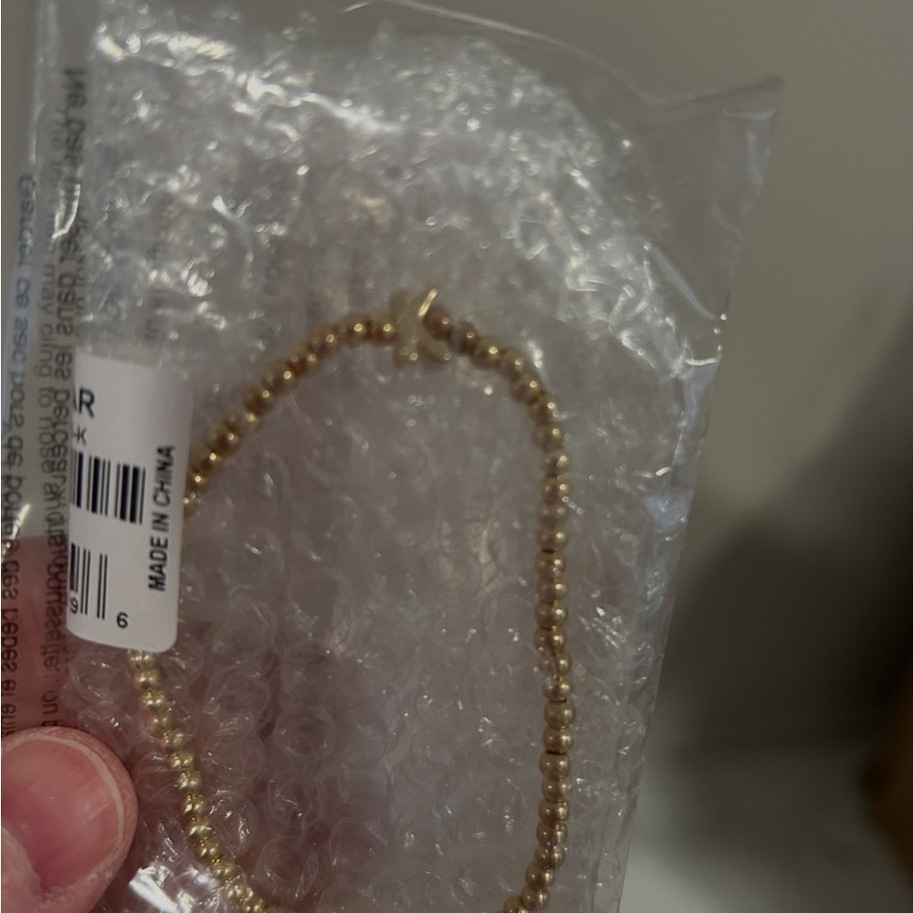 Bauble Bar Gold Beaded Bracelet with “K” initial